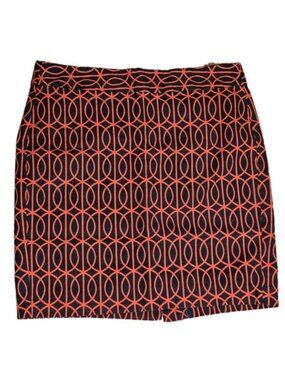 2013 Banana Republic Mini Skirt 12 Petite Navy Red Geometric Print Lined
